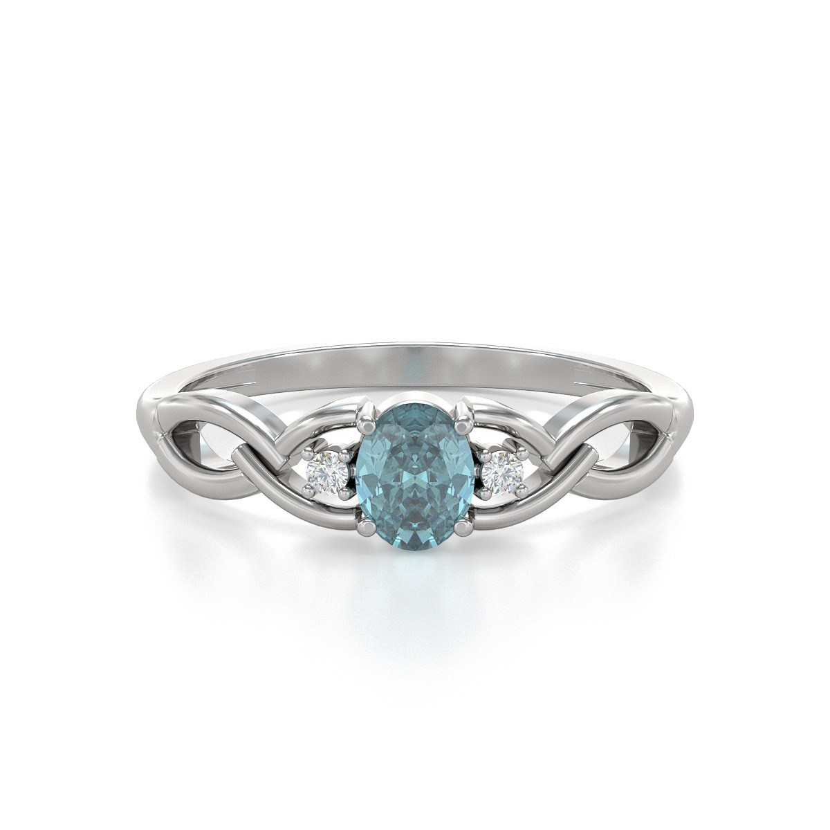 Bague Élégante en Aigue-Marine avec Diamants sur Argent 925 - 2.2grs | Aden Bijoux