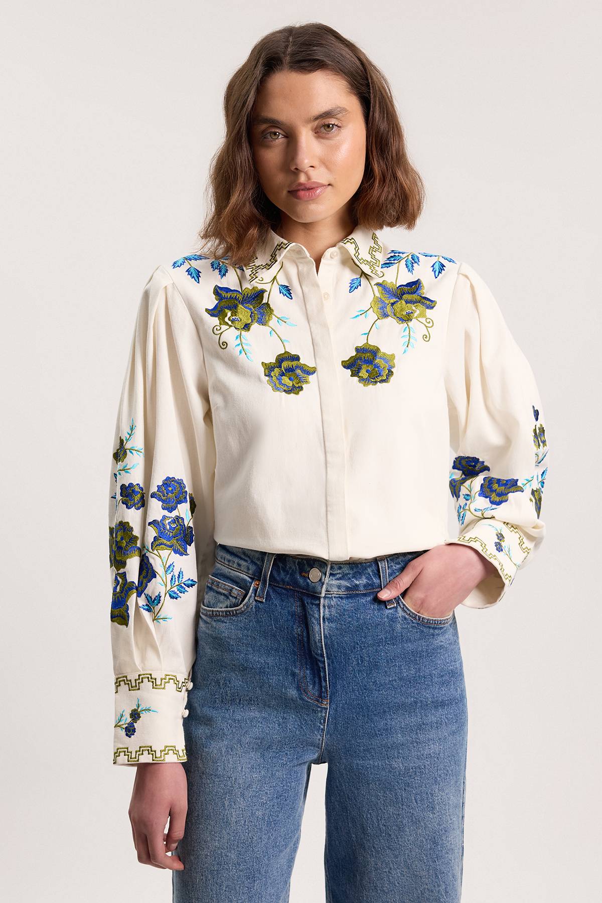 KarenMillen Chemisier En Sergé De Coton Tissé Brodé De Roses