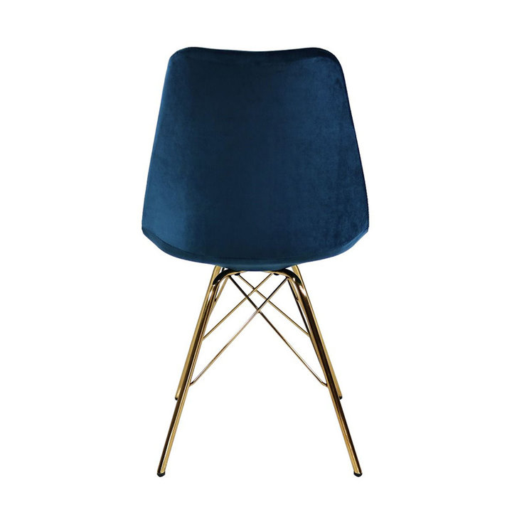 Kick collection - Stoel Velvet Donkerblauw - Goud frame