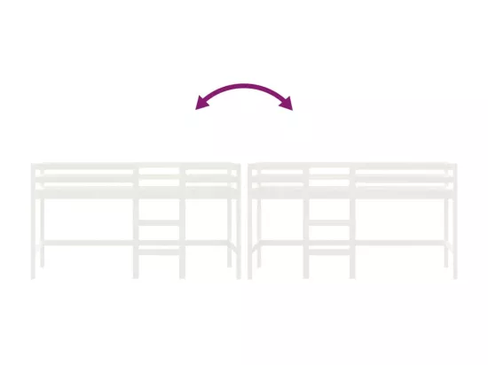 Lit mezzanine enfants échelle blanc 90x190 cm bois pin massif