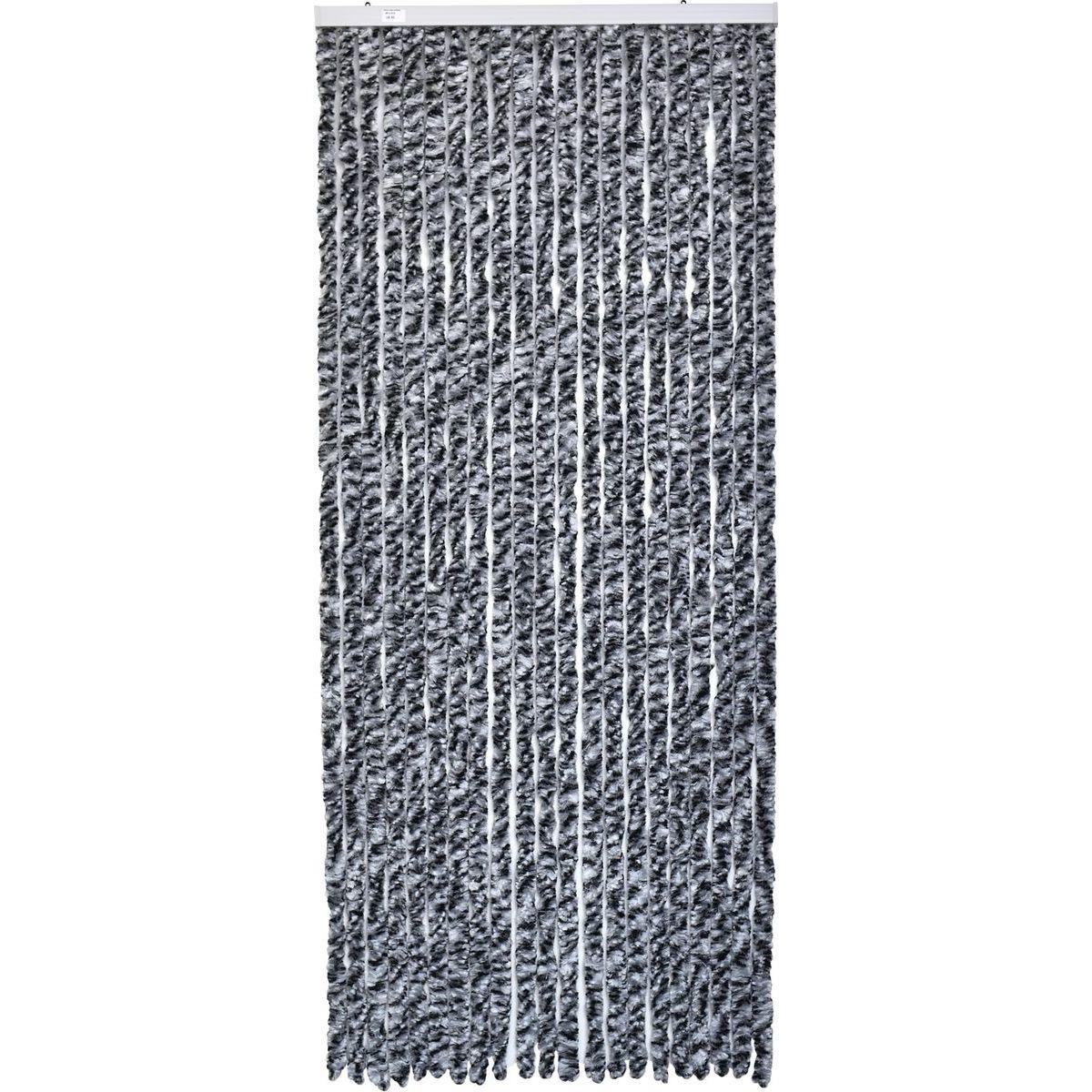 RIDEAU DE PORTE CHENILLE 90X210 CM CHINE GRIS NOIR