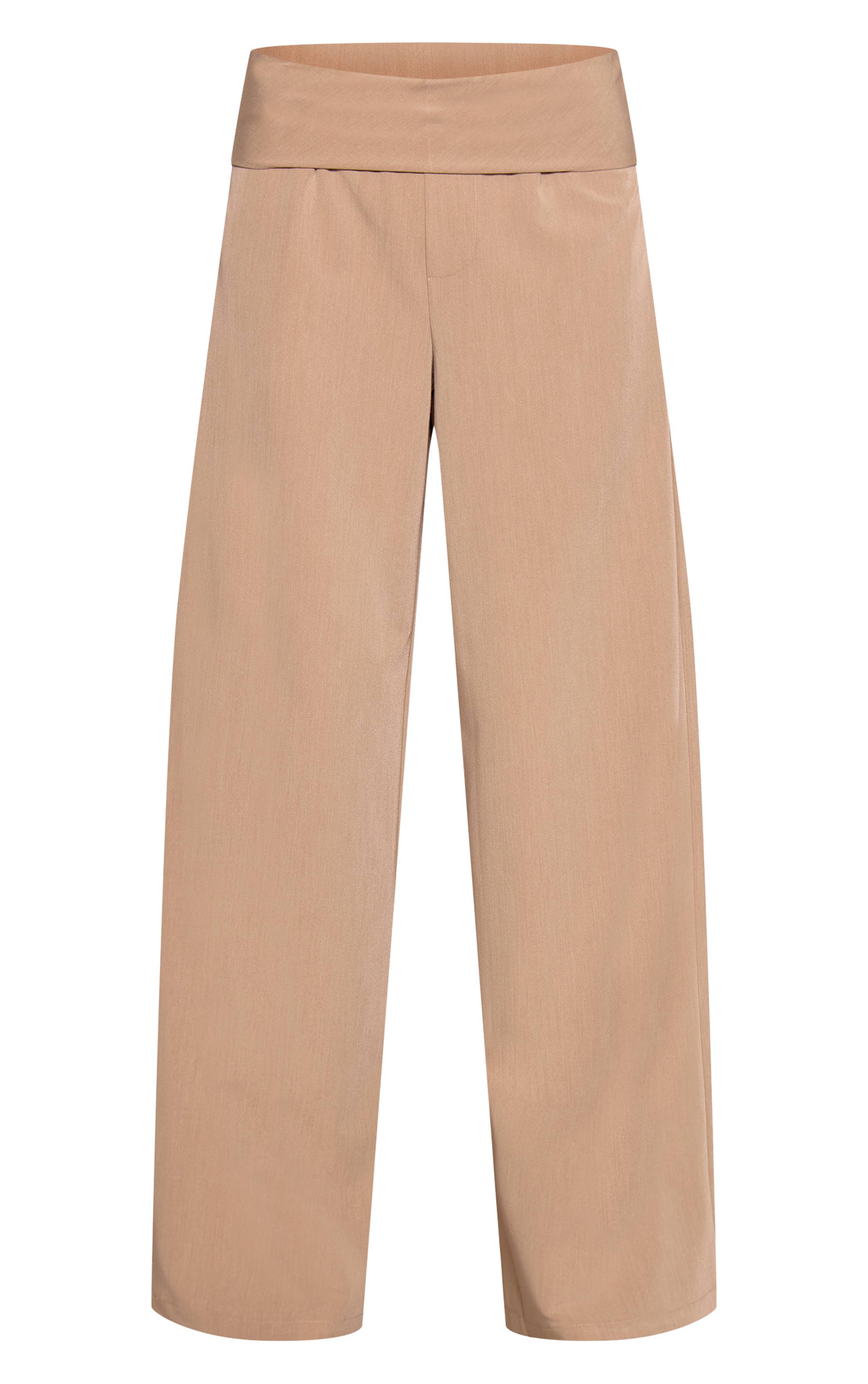 Taupe Ensemble Coordonné Pantalon Tissé À Revers Plié