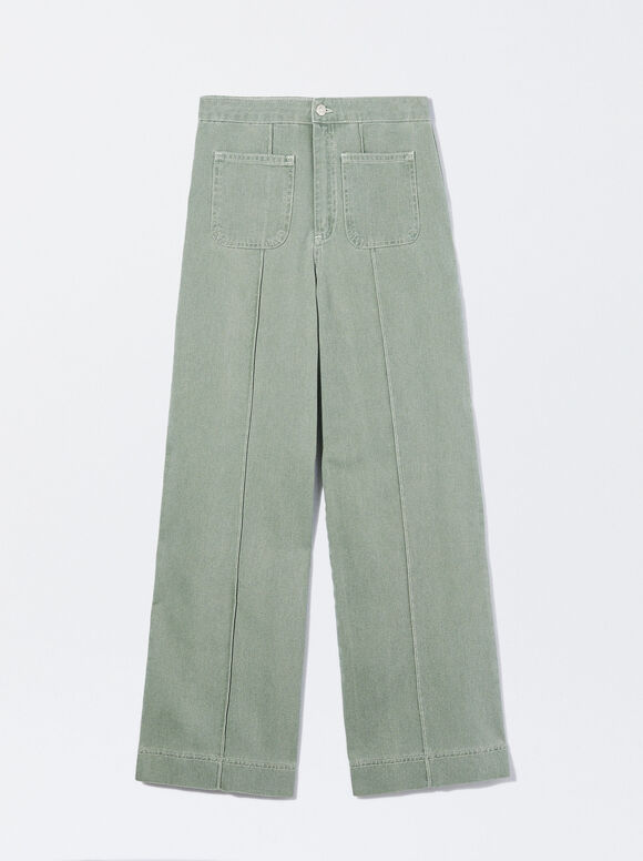 Calça jeans reta - Verde