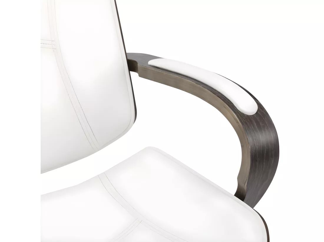 Chaise de bureau avec appuie-tête Blanc Similicuir et bois