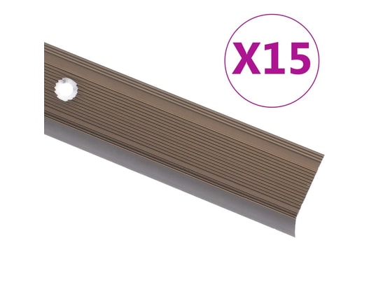 VIDAXL - Nez de marche forme en l 15 pcs aluminium 90 cm marron