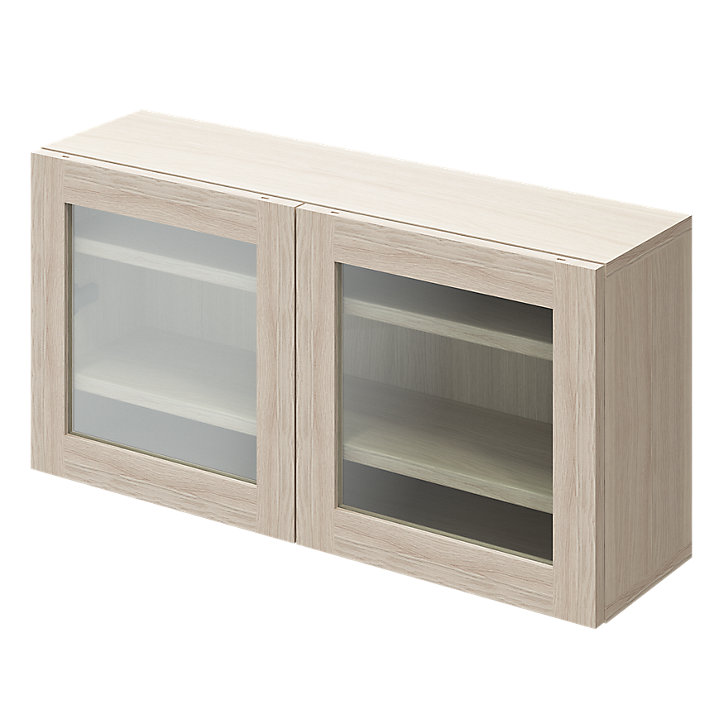 Meuble mural portes battantes vitrées effet chêne GoodHome Atomia H. 37,5 x L. 75 x P. 37 cm