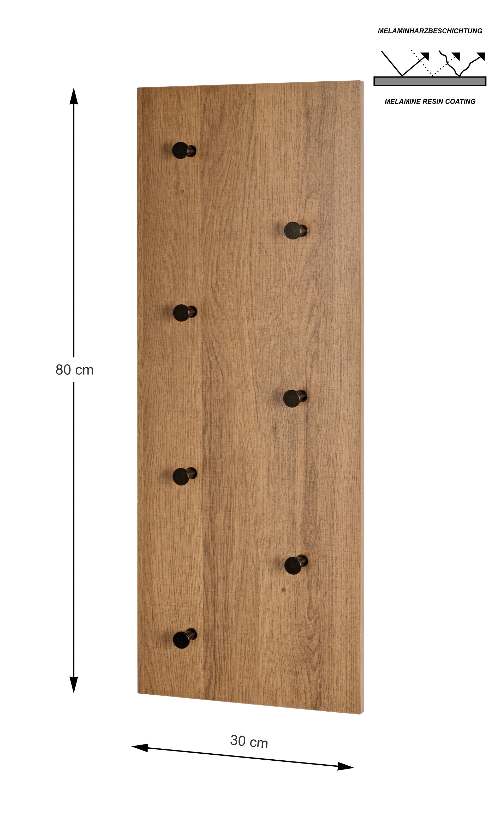 Wandgarderobe 80 x 30 cm braun/schwarz