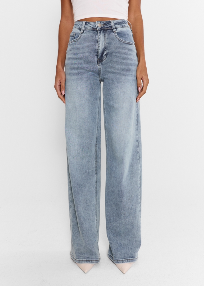 Wide leg stretch jeans sea blauw