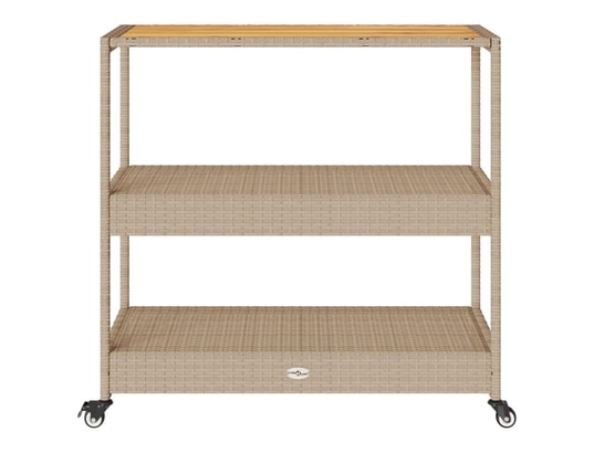VIDAXL - Chariot de bar 3 niveaux beige rotin et bois d'acacia massif