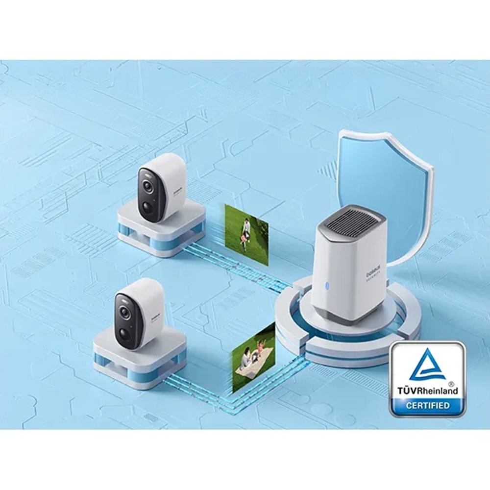 N1  Outdoor Home Security 2K HD 2Cam Kit WiFi Internet IR Nachtsichtfunktion / Bewegungserkennung / Audio / Mikrofon (S0TY002131) - Weiss