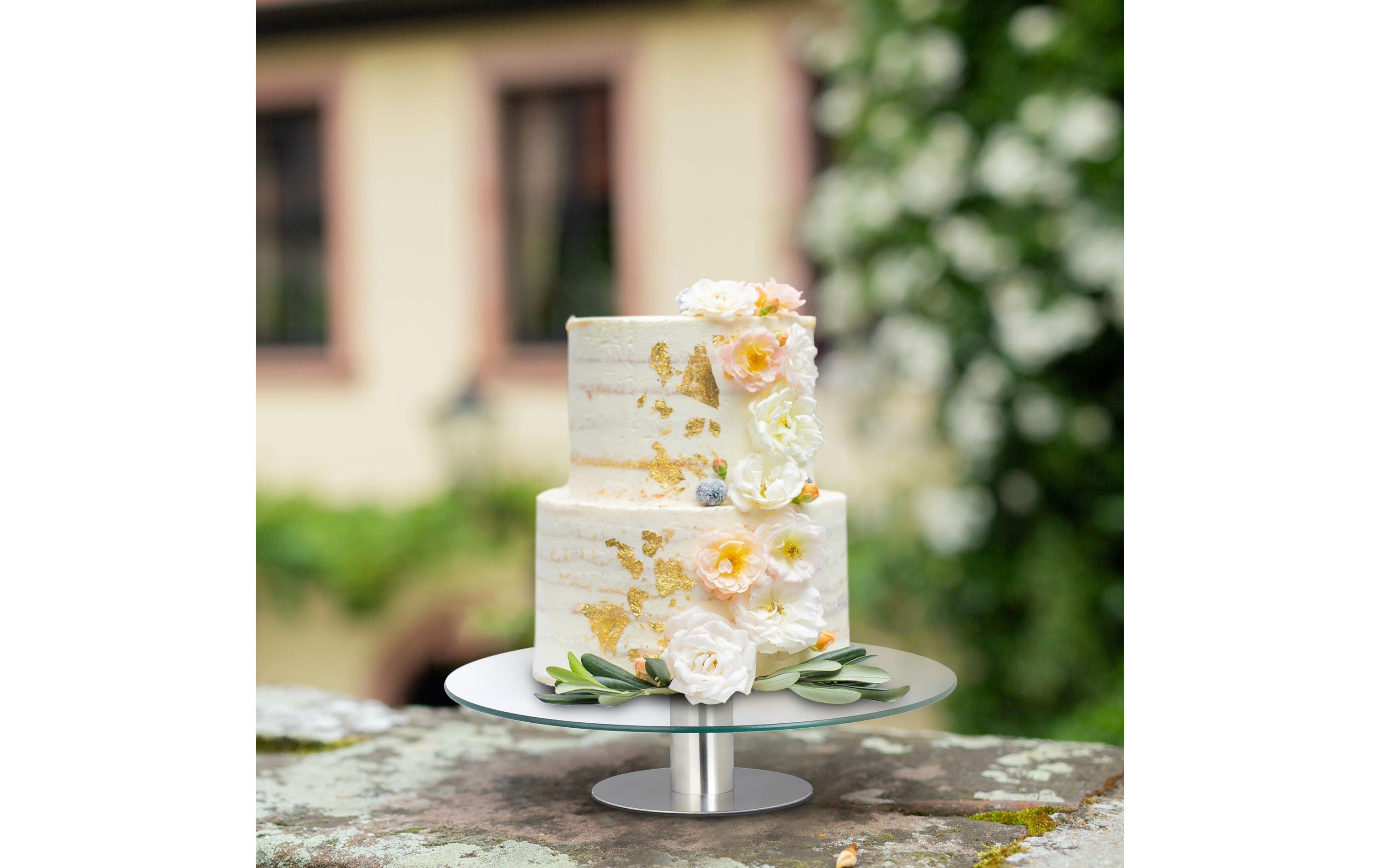 Tortenplatte Silber/TransparentDrehbarer Kuchenständer