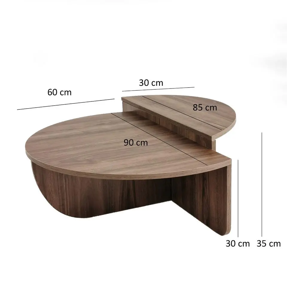 Salontafel Rond 90cm - Walnoot Bruin Melamine - Podium