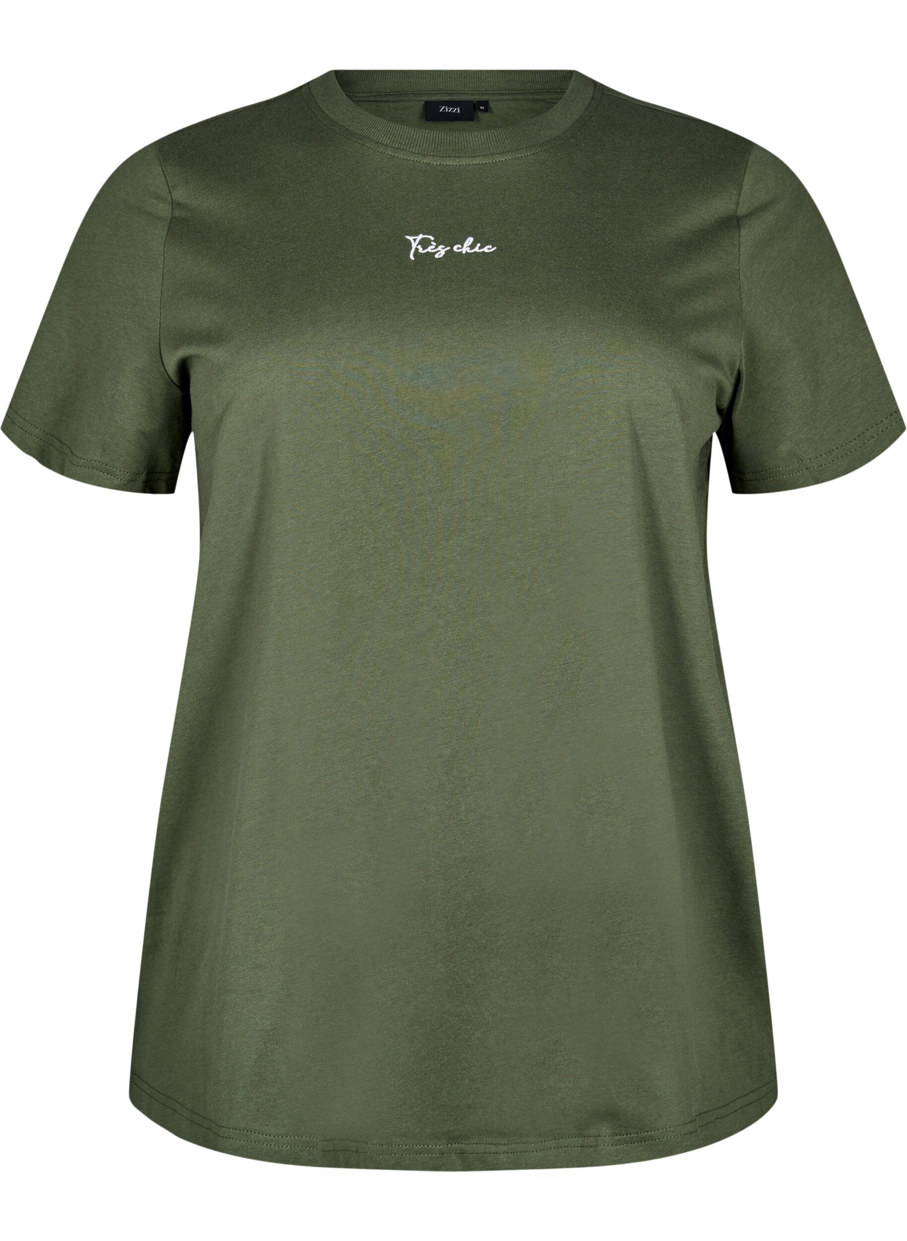 Bomulds t-shirt med broderidetalje