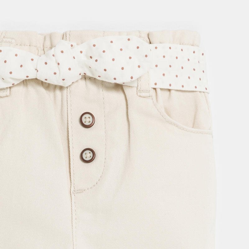 Pantalon taille haute beige bébé fille Blanc