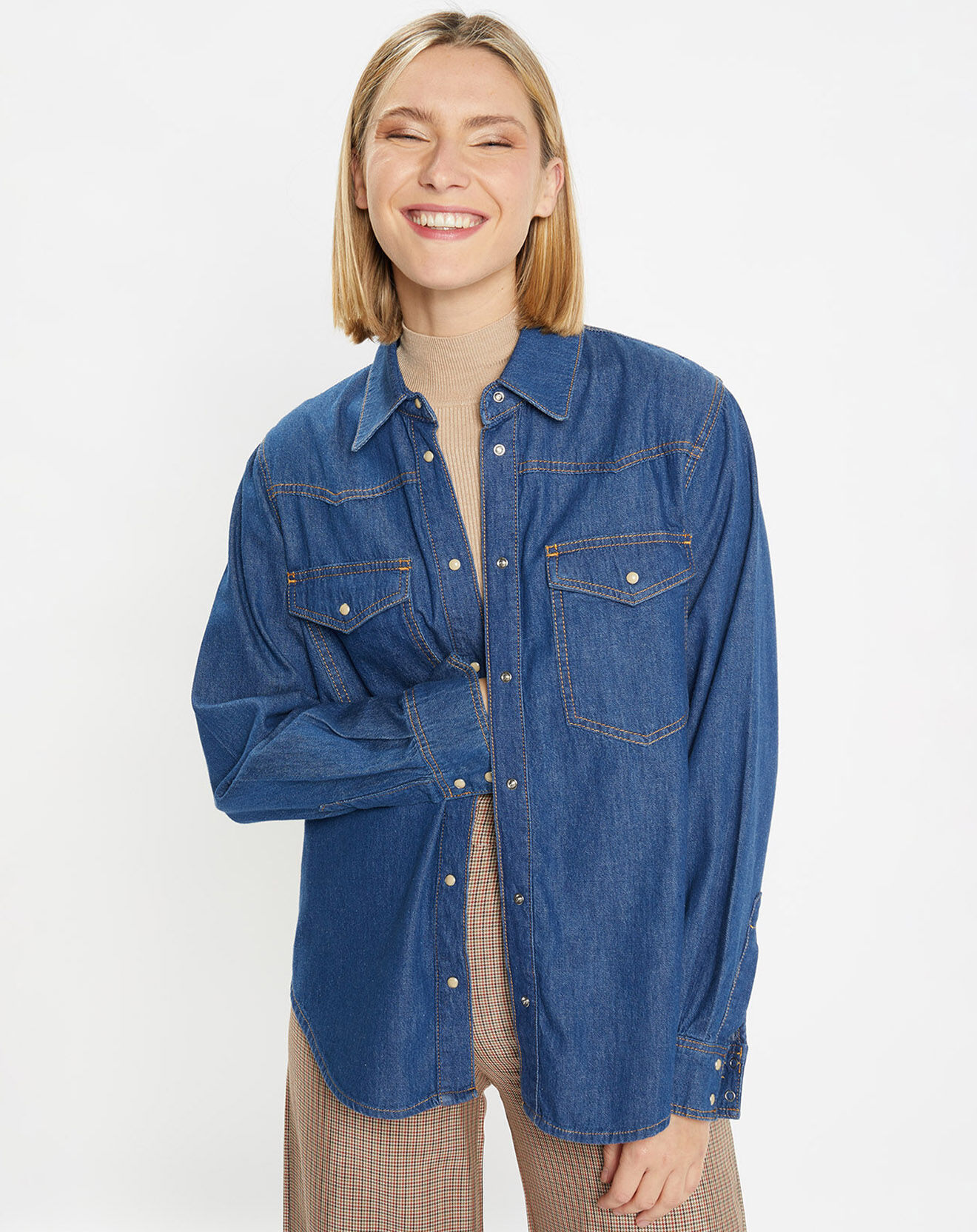 Galeries Lafayette Chemise en denim de Coton bio Colorado bleu foncé