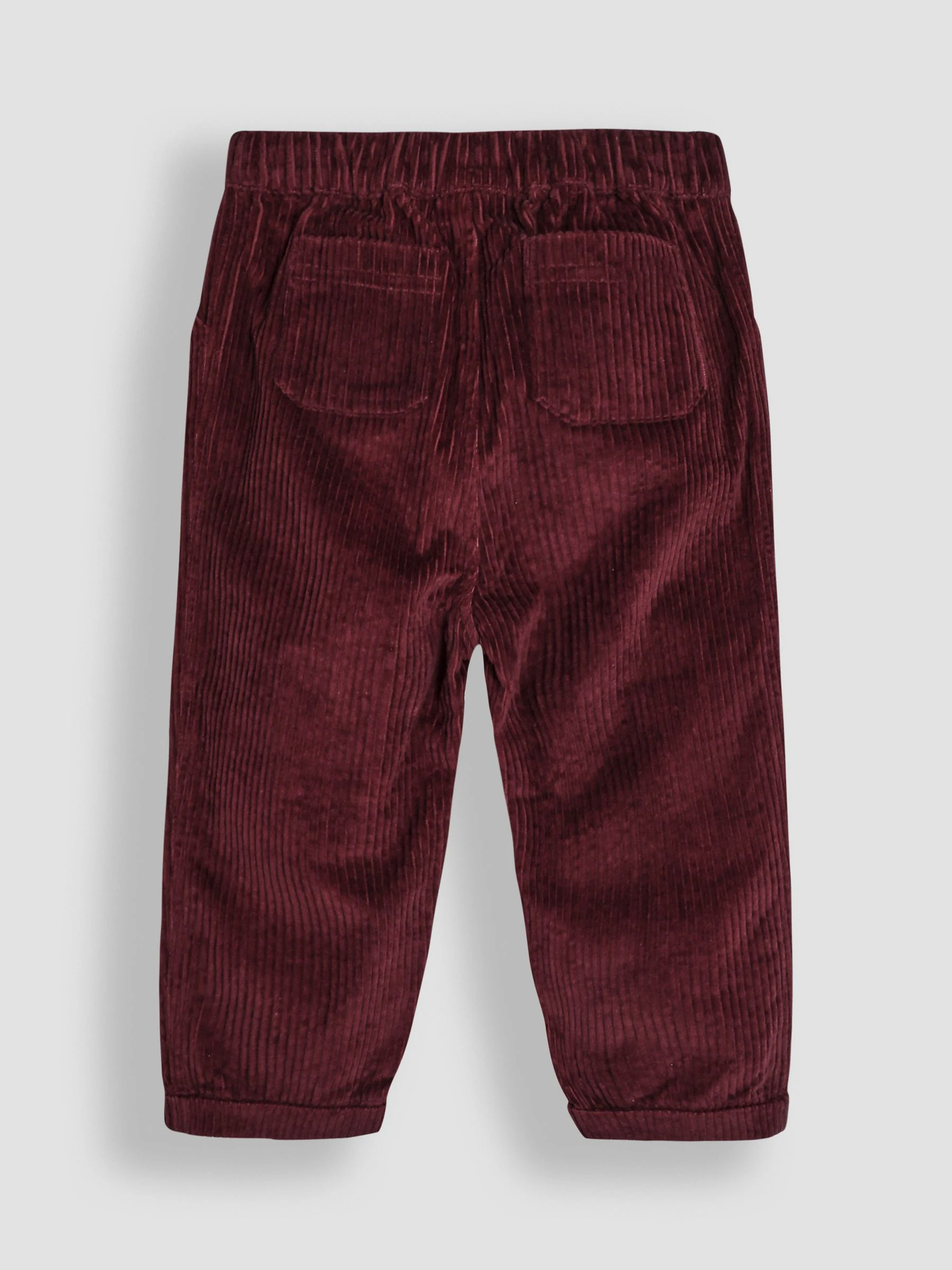 Bordeauxrood - JoJo Maman Bébé - Grofgebreide corduroy broek met elastische taille