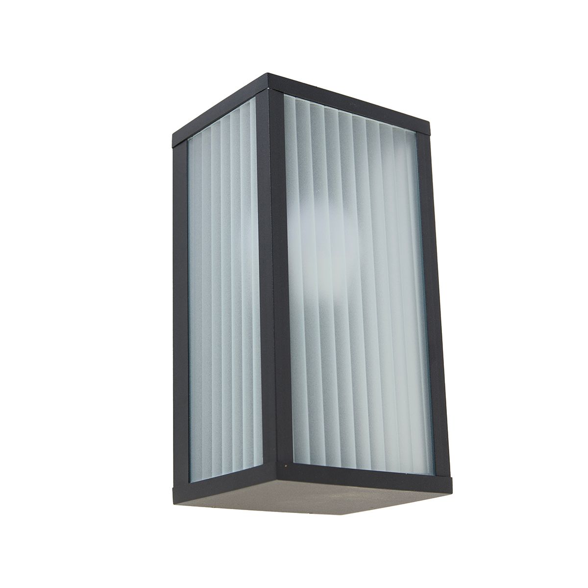 Smart buiten wandlamp zwart met ribbel glas incl. Wifi A60 - Charlois