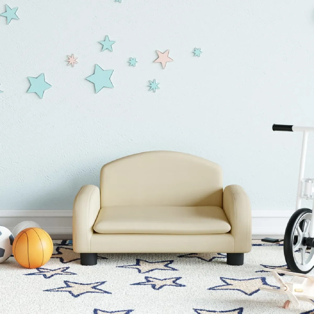 vidaXL Canapé enfant - Crème