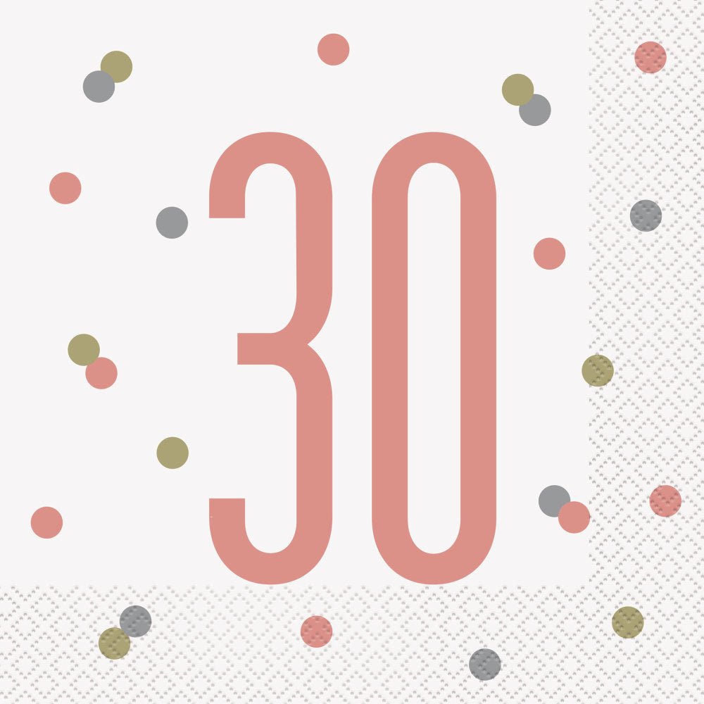 Servetten 30 Jaar Rose Goud 33cm16st