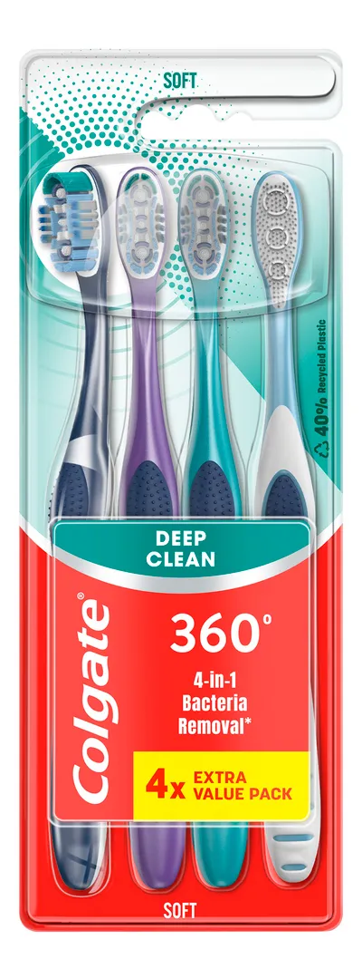 Colgate 360 Deep Clean Tandbørste soft - 4 stk.