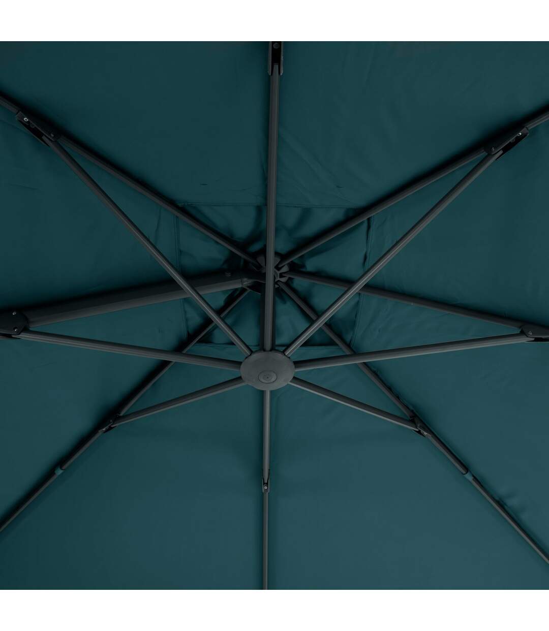 Parasol déporté Eléa - 3 x 3 mètres - Bleu canard et gris