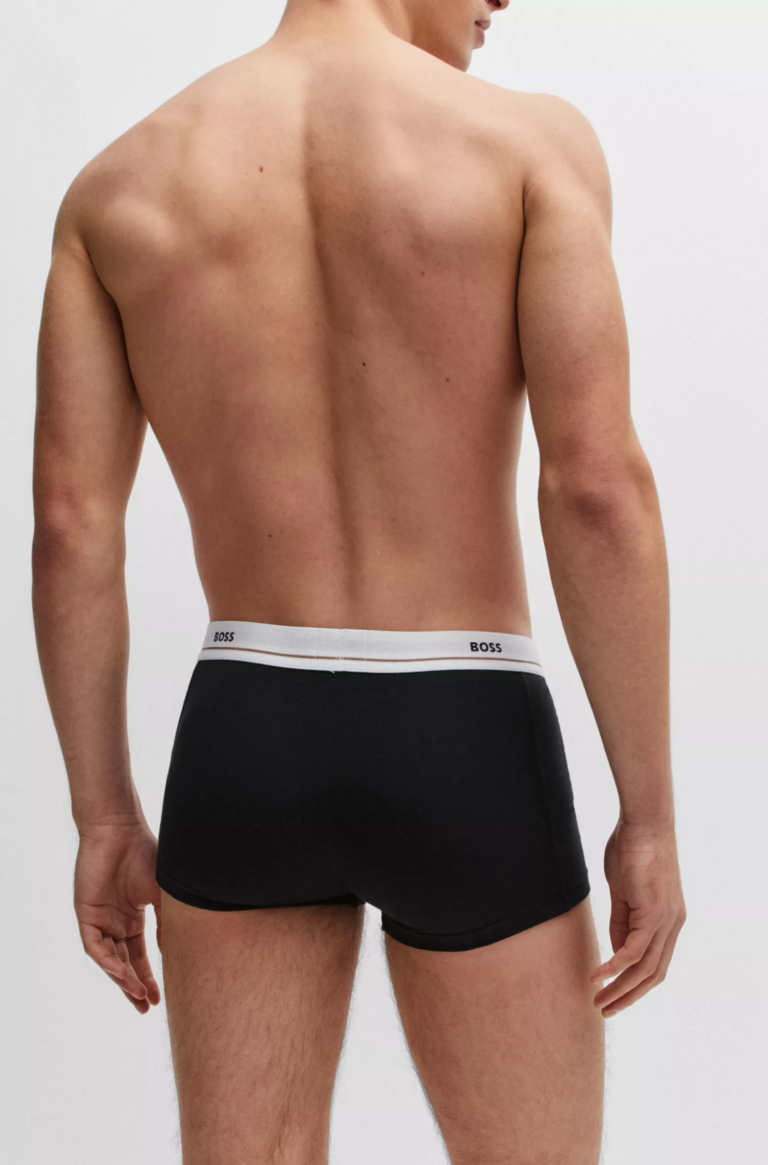 BOSS Black - Pacote com cinco cuecas boxer de algodão elástico com cós com logotipo.