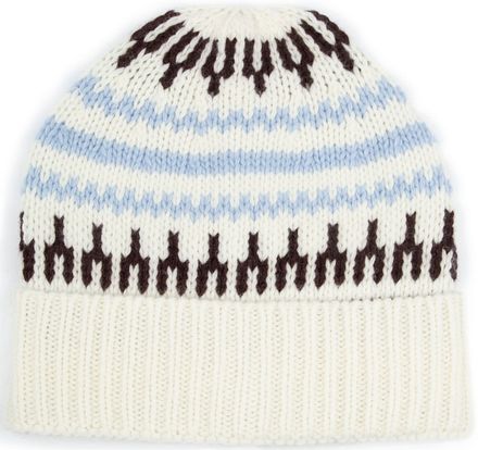 KnowledgeCotton Apparel Muts Wol Print Off white 4210013-8020 White stripe kopen