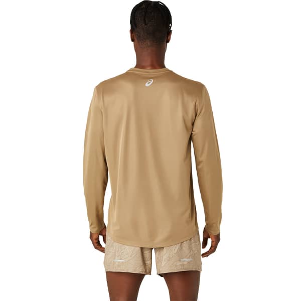 T-shirt running ASICS FUJITRAIL LOGO LS TOP PEPPER/FEATHER GREY/OATMEAL
