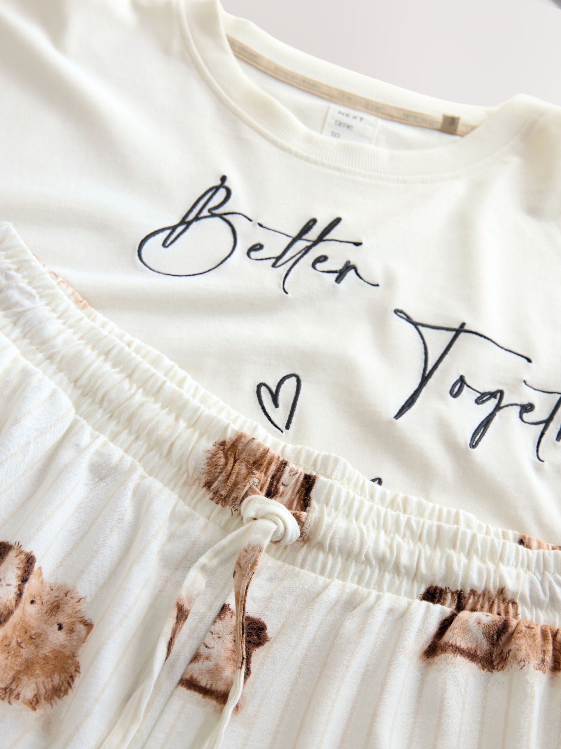 Crème met cavia - Tricot pyjama met korte mouwen