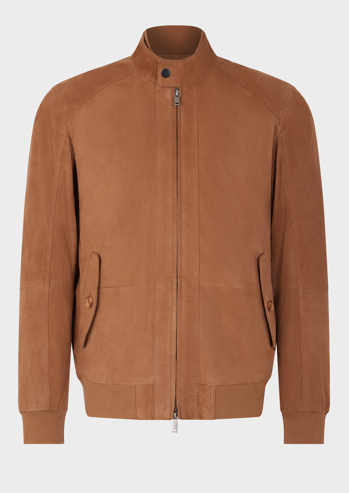 Blouson en cuir nubuck camel