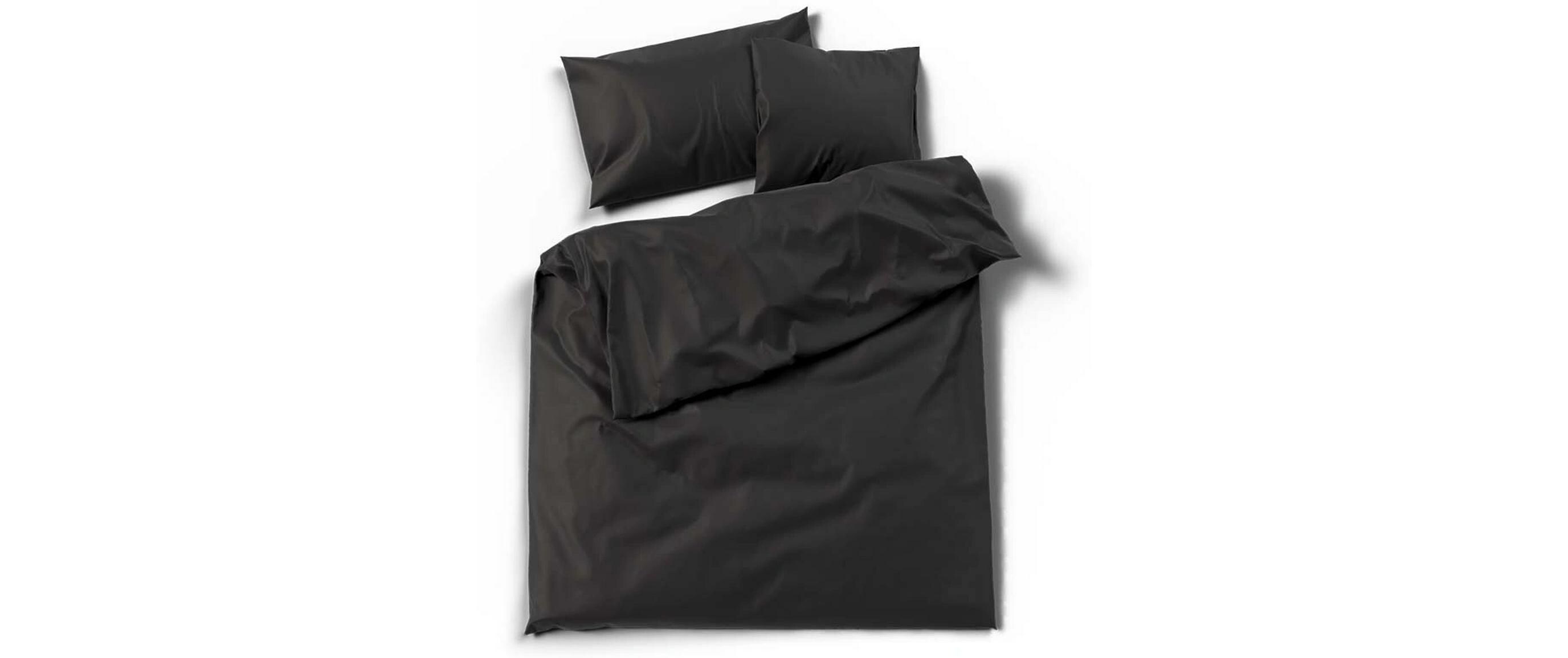 Duvetbezug Satin Uni 160 x 210 cm, SchwarzSatin-Bettwäsche
