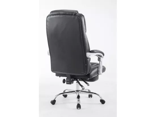 Chaise de bureau - Similicuir & Métal chromé - Noir - Pacific