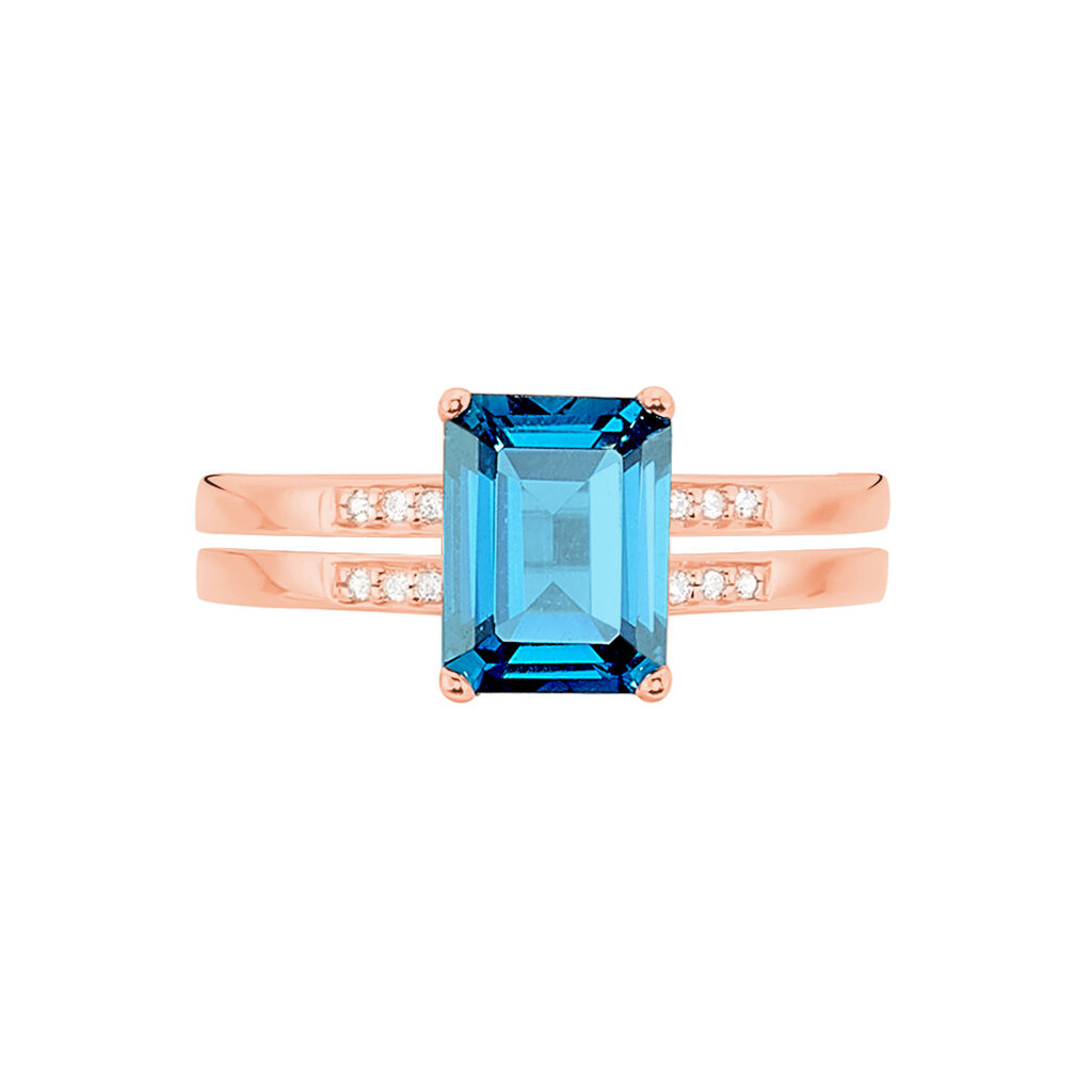 Bague Noee Or Rose Topaze Et Oxyde De Zirconium