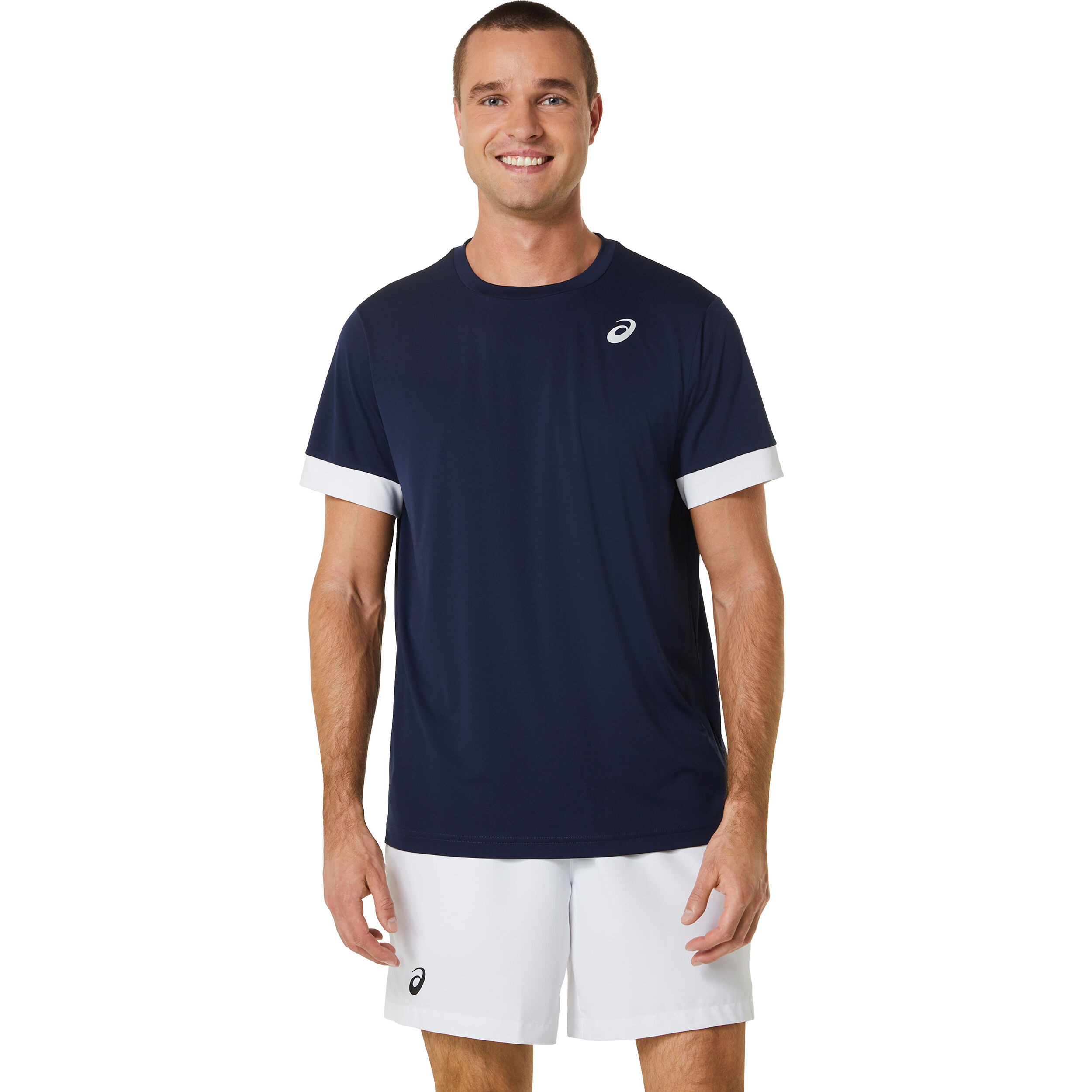 ASICS Court Shortsleeve Tee T-shirt Hommes - Bleu Foncé , Blanc