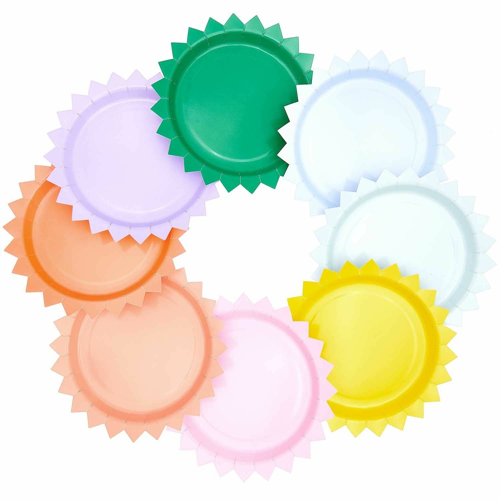 8 assiettes en carton multicolores