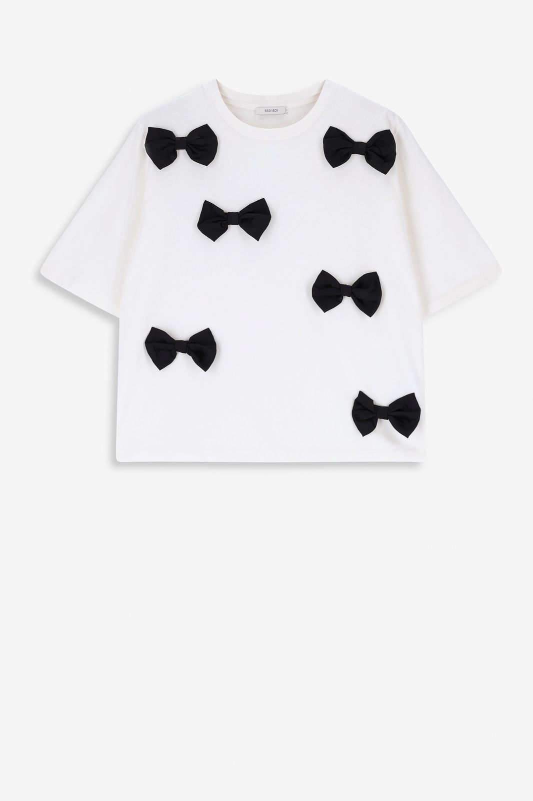 Wit oversized T-shirt met strikjes