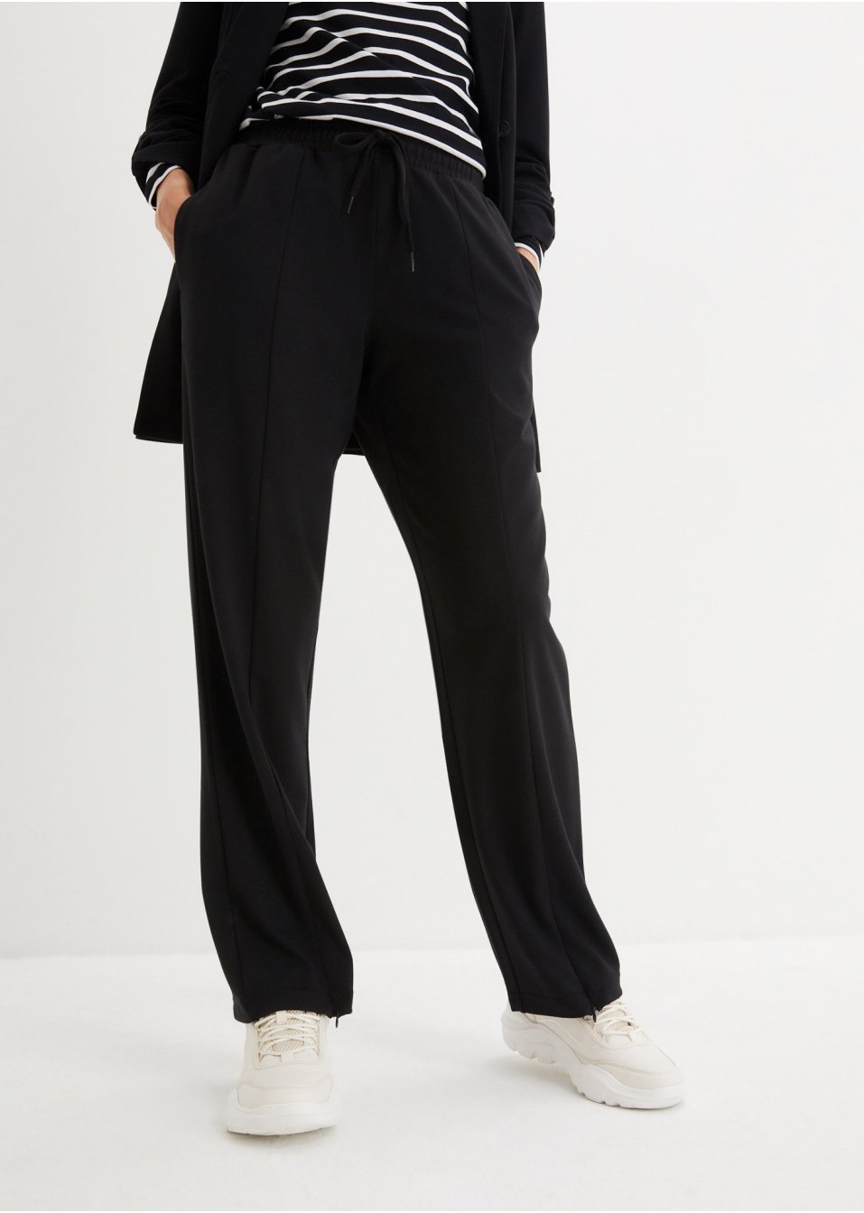 Pantalon en Punto di Roma avec fente zippée
