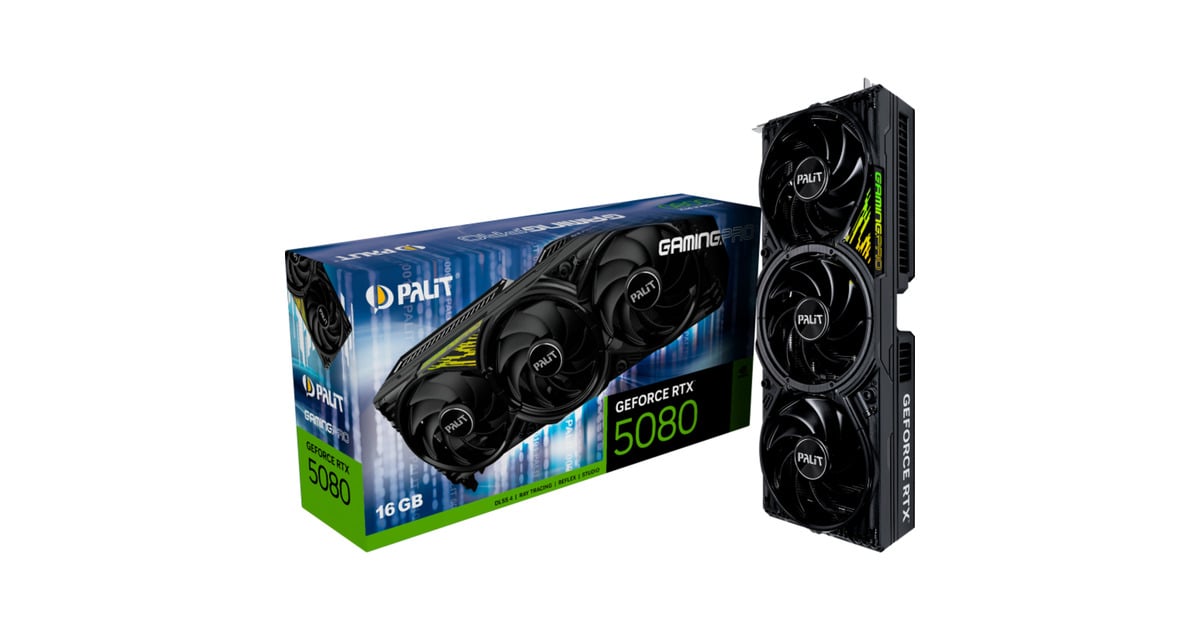PalitGeForce RTX 5080 GamingPro V1 grafische kaart  (DLSS 4, 3x DisplayPort, 1x HDMI 2.1)