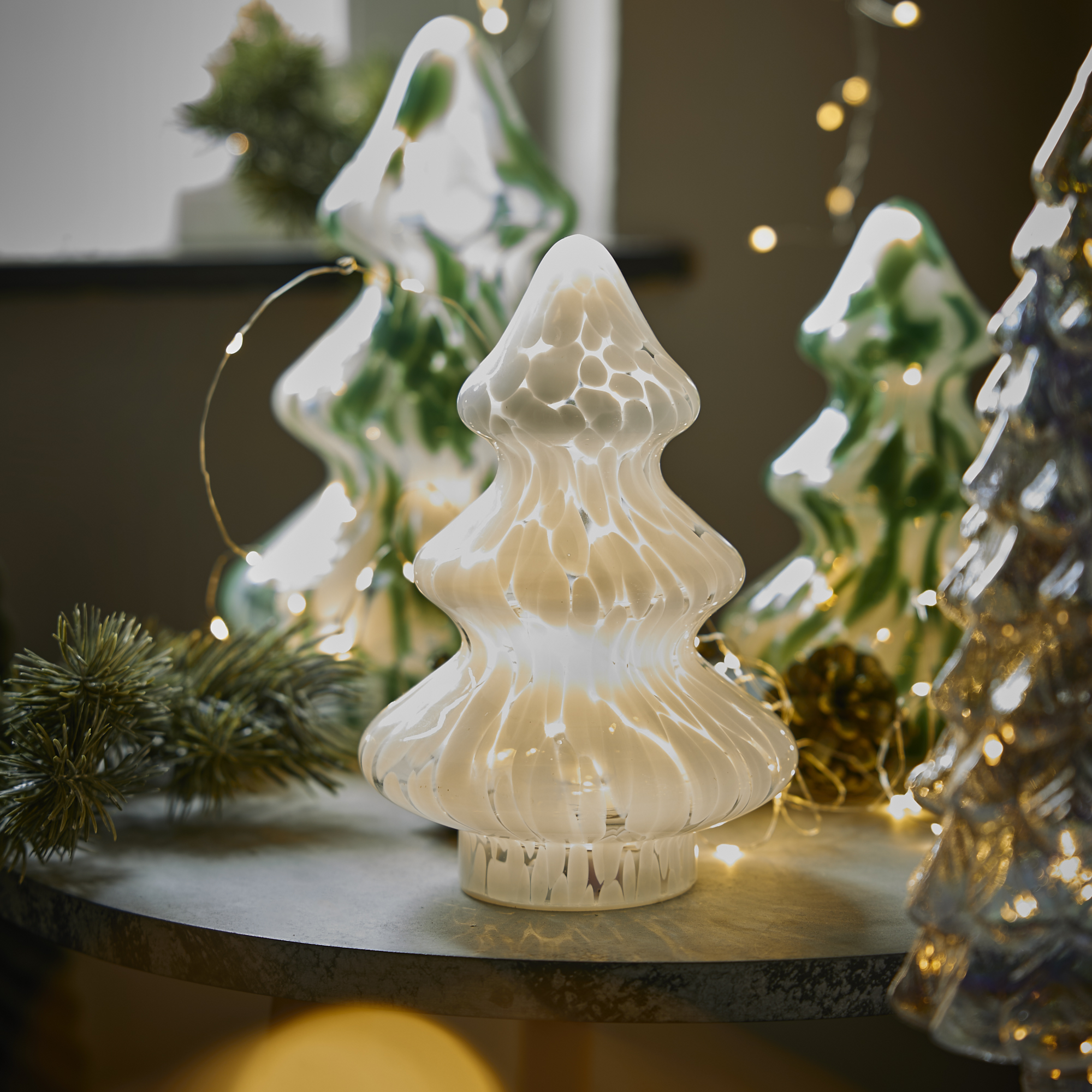 LED-Tanne Sprenkel, weiß, 20 cm