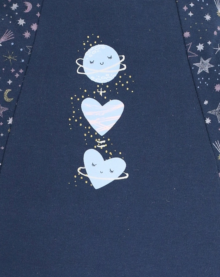Schlafsack STARS AND PLANETS wattiert in dunkelblau
