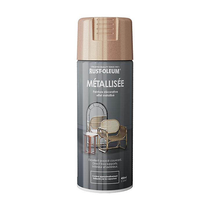 Peinture aérosol effet métallisé Rust-Oleum or rose 400ml