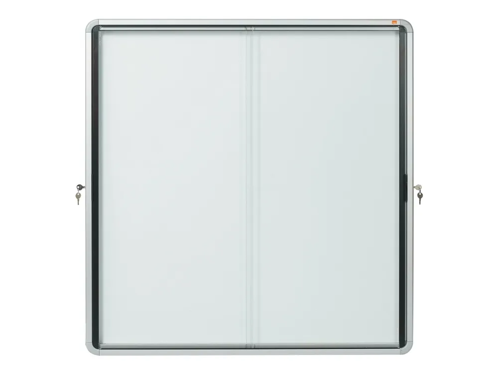 Nobo Premium Plus magnetisk låsbart opslagsskab med skydelåge 12xA4 Hvid
