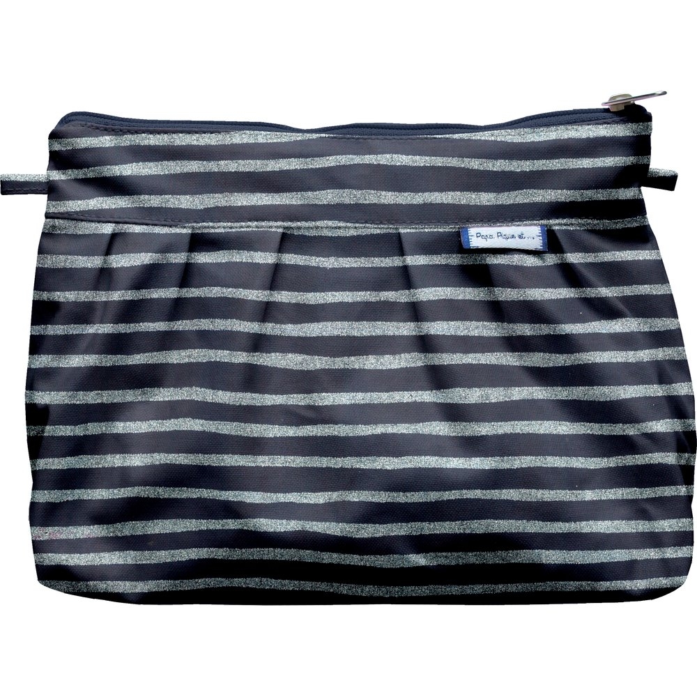 Pochette Plissée Rayé Argent Marine