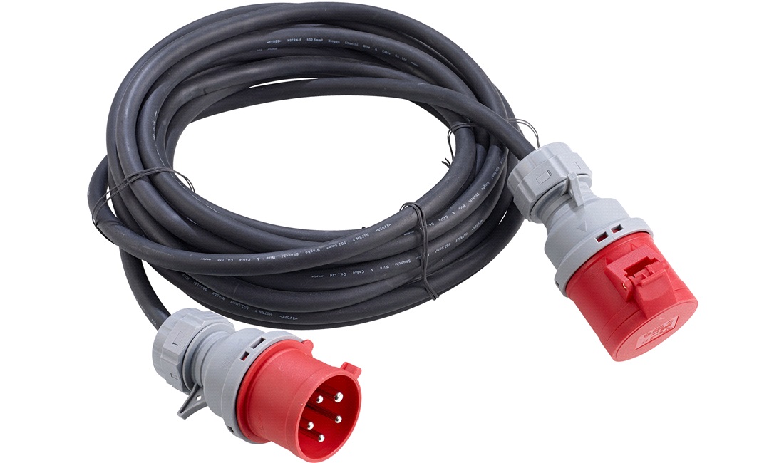 Neopren 5x2,5mm2 - 230/400V 16A - forstærket CEE stik med fasevender -10m
