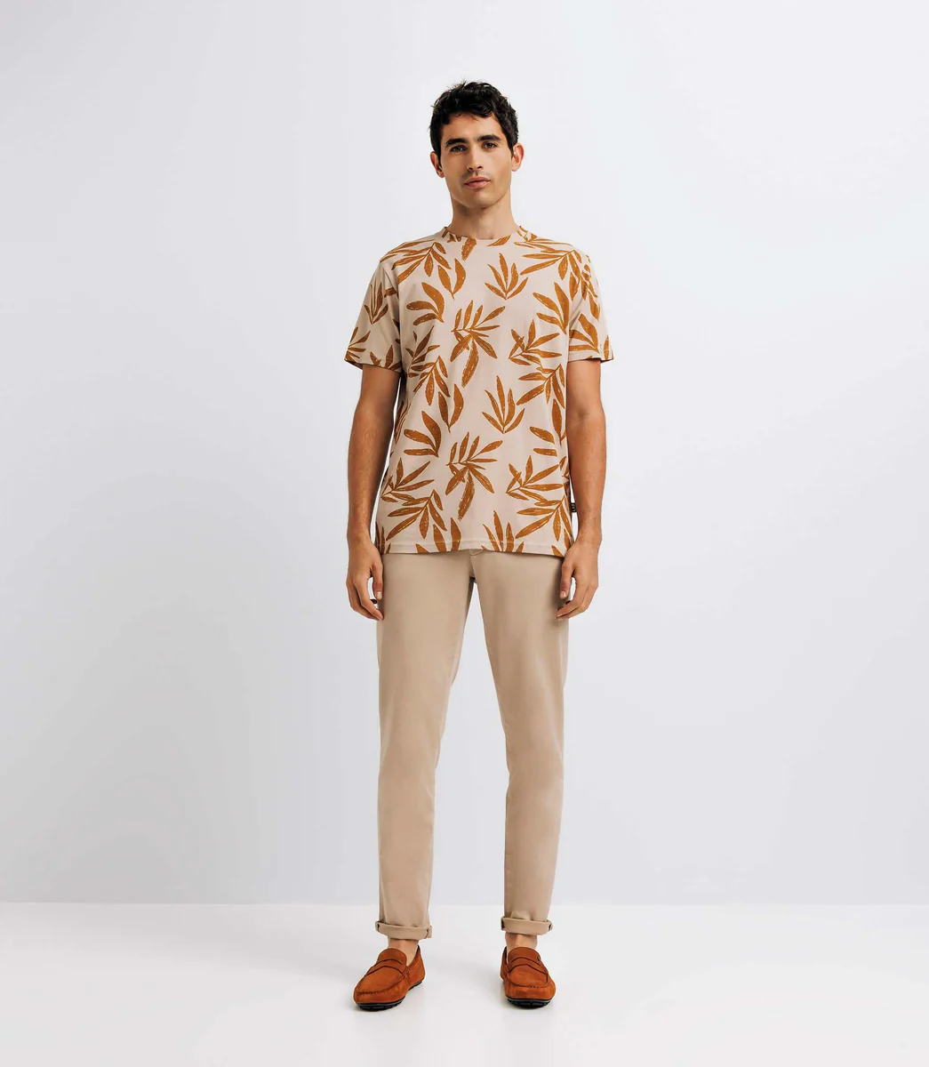 T-shirt à fleurs beige