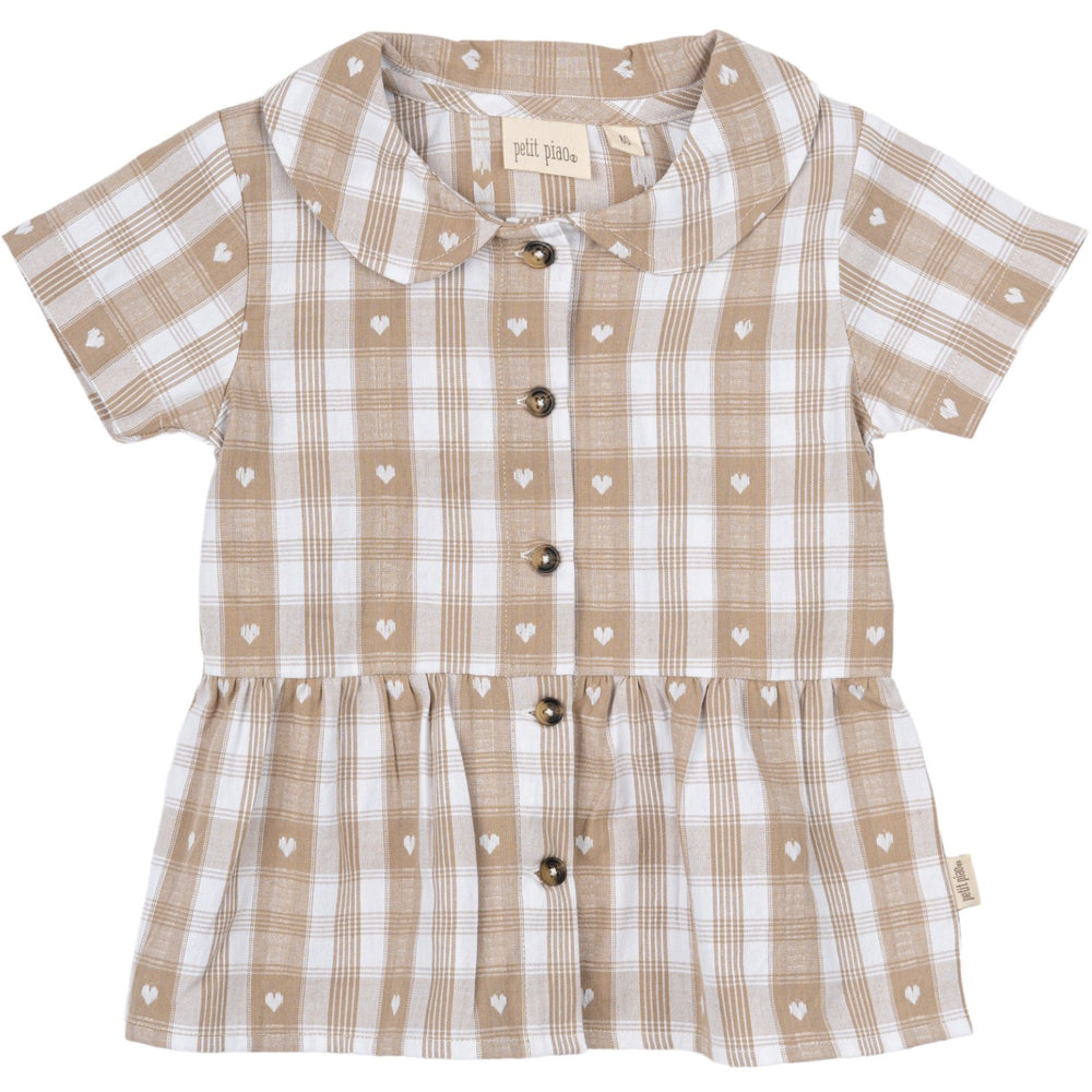 Køb Petit Piao Off White Heart Skjorte S/S Round Woven