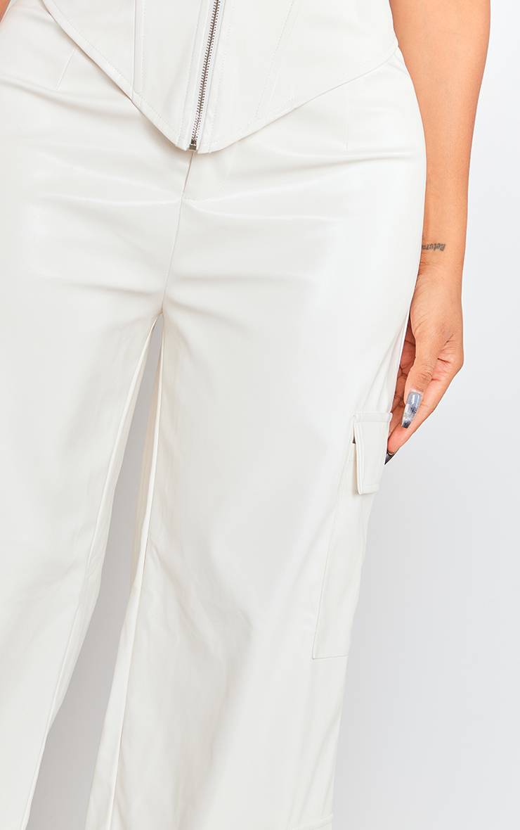 Blanc Pantalon Cargo Droit En Synthétiquecuir Shape