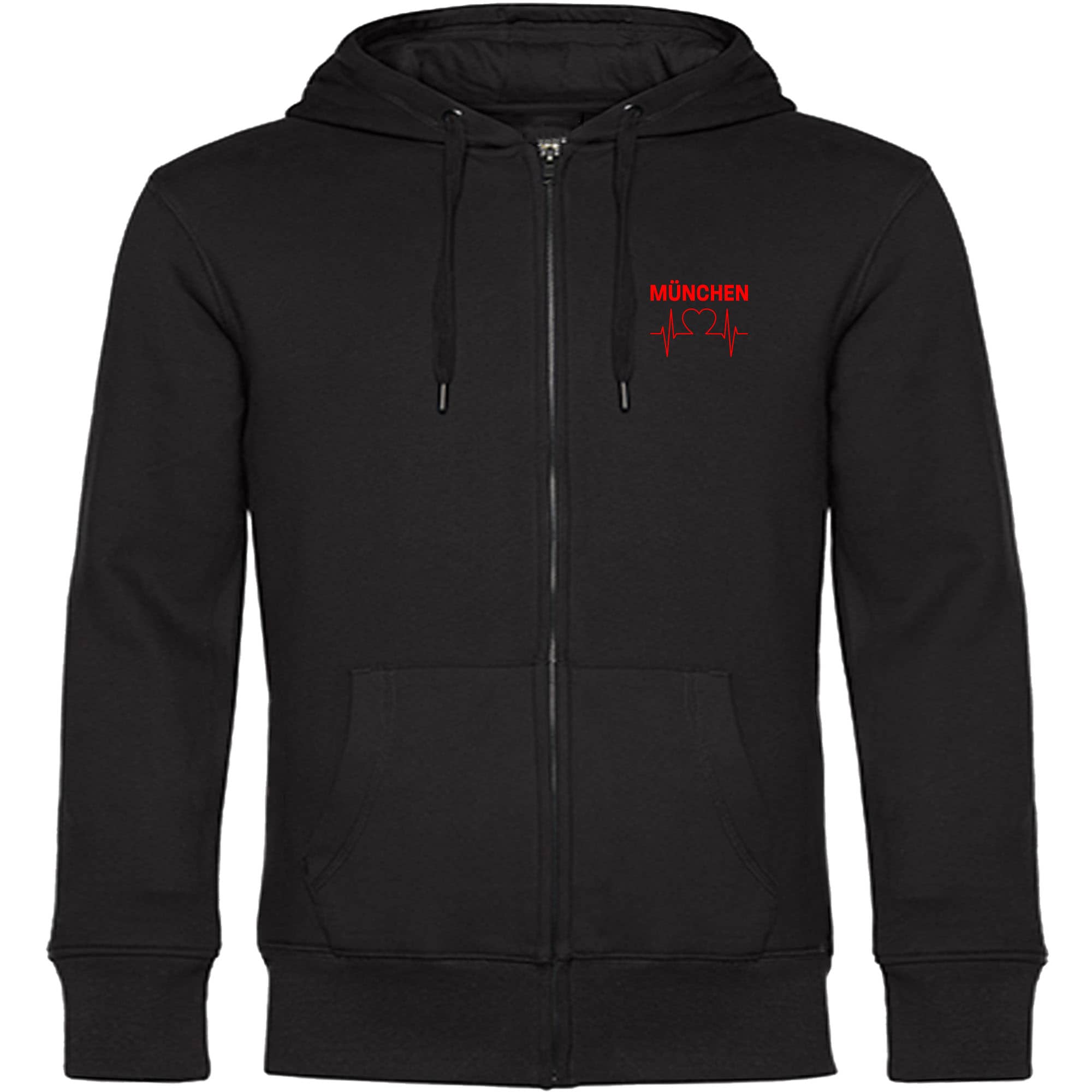 multifanshop® Kapuzen Sweatshirt Jacke - München rot - Herzschlag - Druck rot