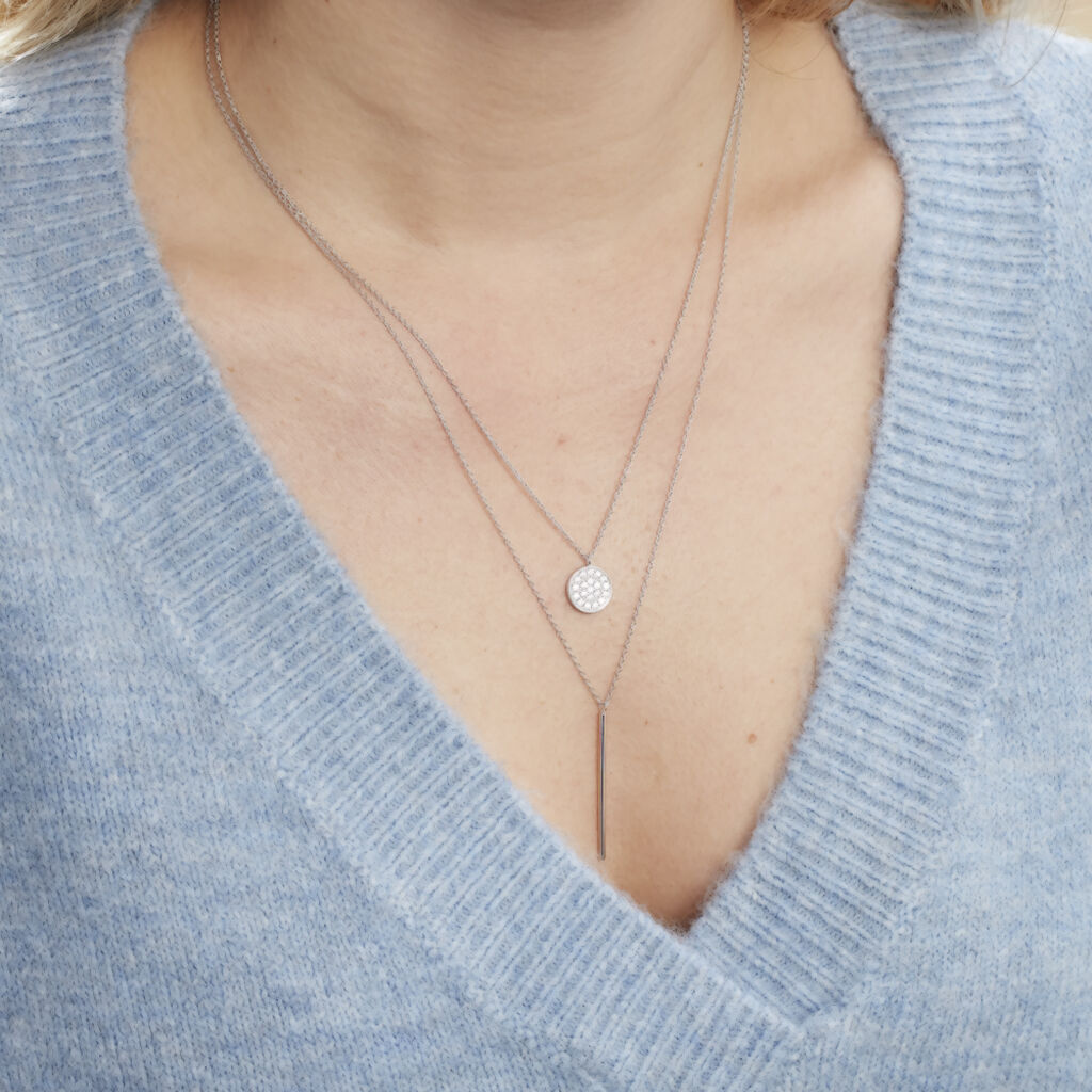 Collier Manna Argent Blanc Oxyde De Zirconium