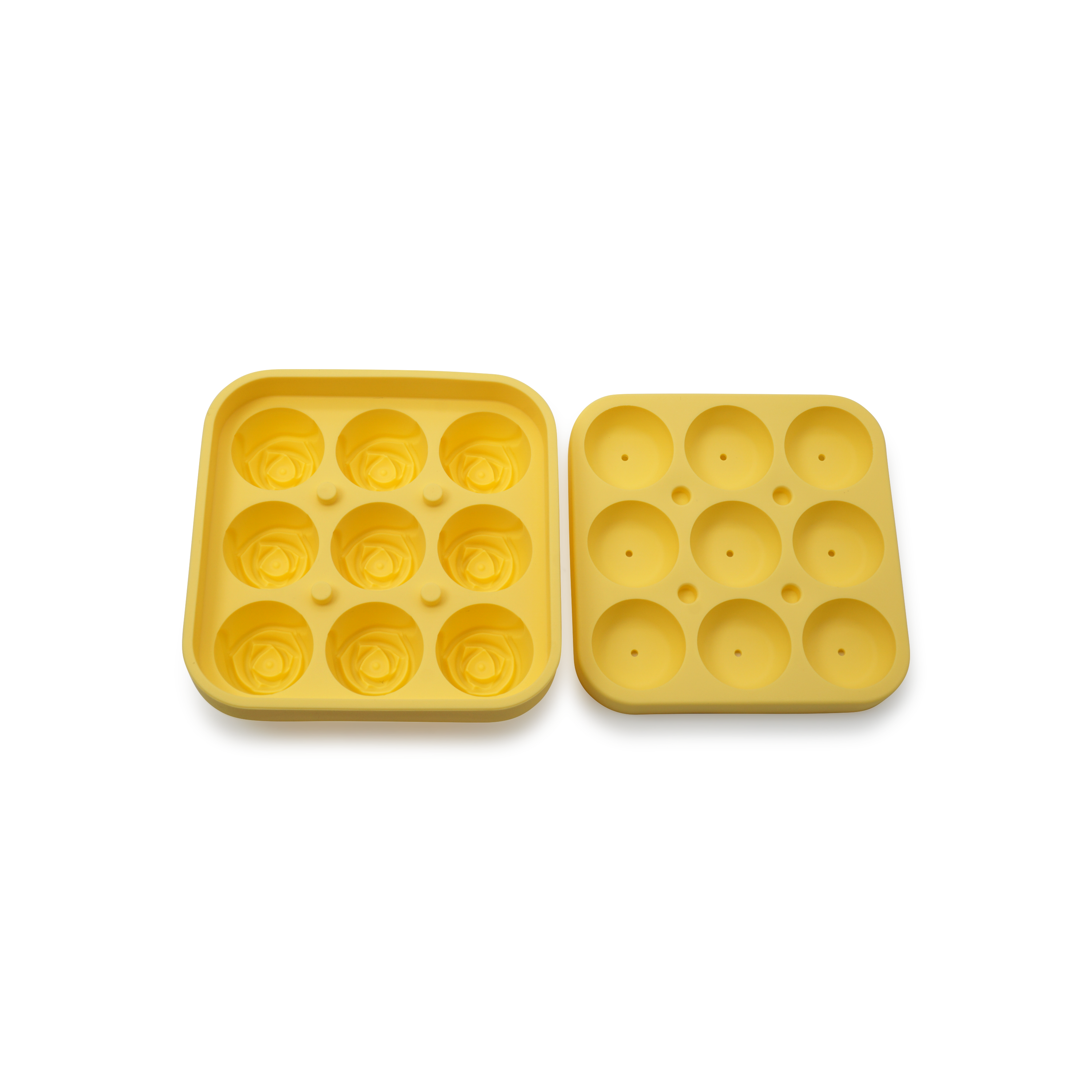 (2er Set) 9-fach 3D Silikon Eiswürfel Form DIY Ice Cube Tray mit Deckel für Cocktails / Whisky / Softgetränke - Rose